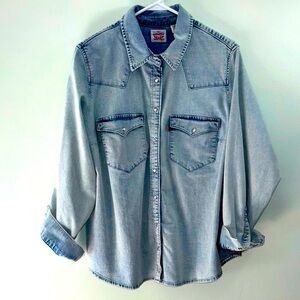 Levi's Light Blue Western Button Down Shirt size 1X